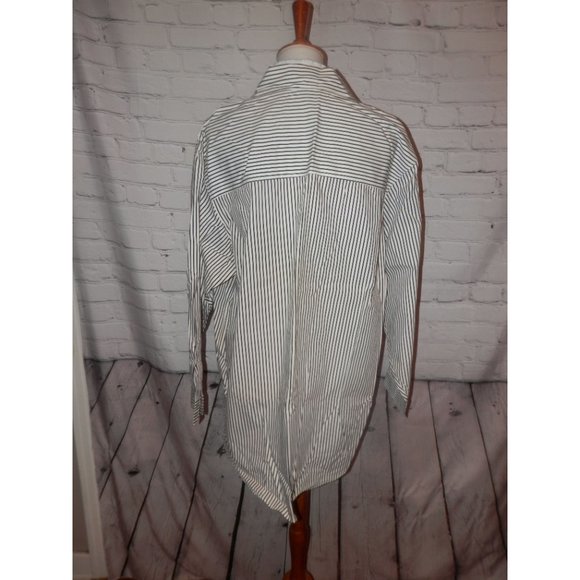Plus Size Top 1X Striped Shoe Appliques Button Down Casey Coleman - Picture 4 of 5